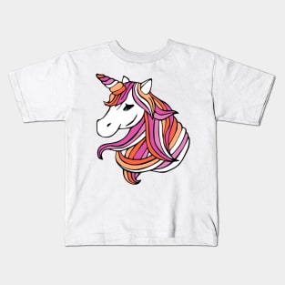 Lesbian Flag Unicorn Kids T-Shirt